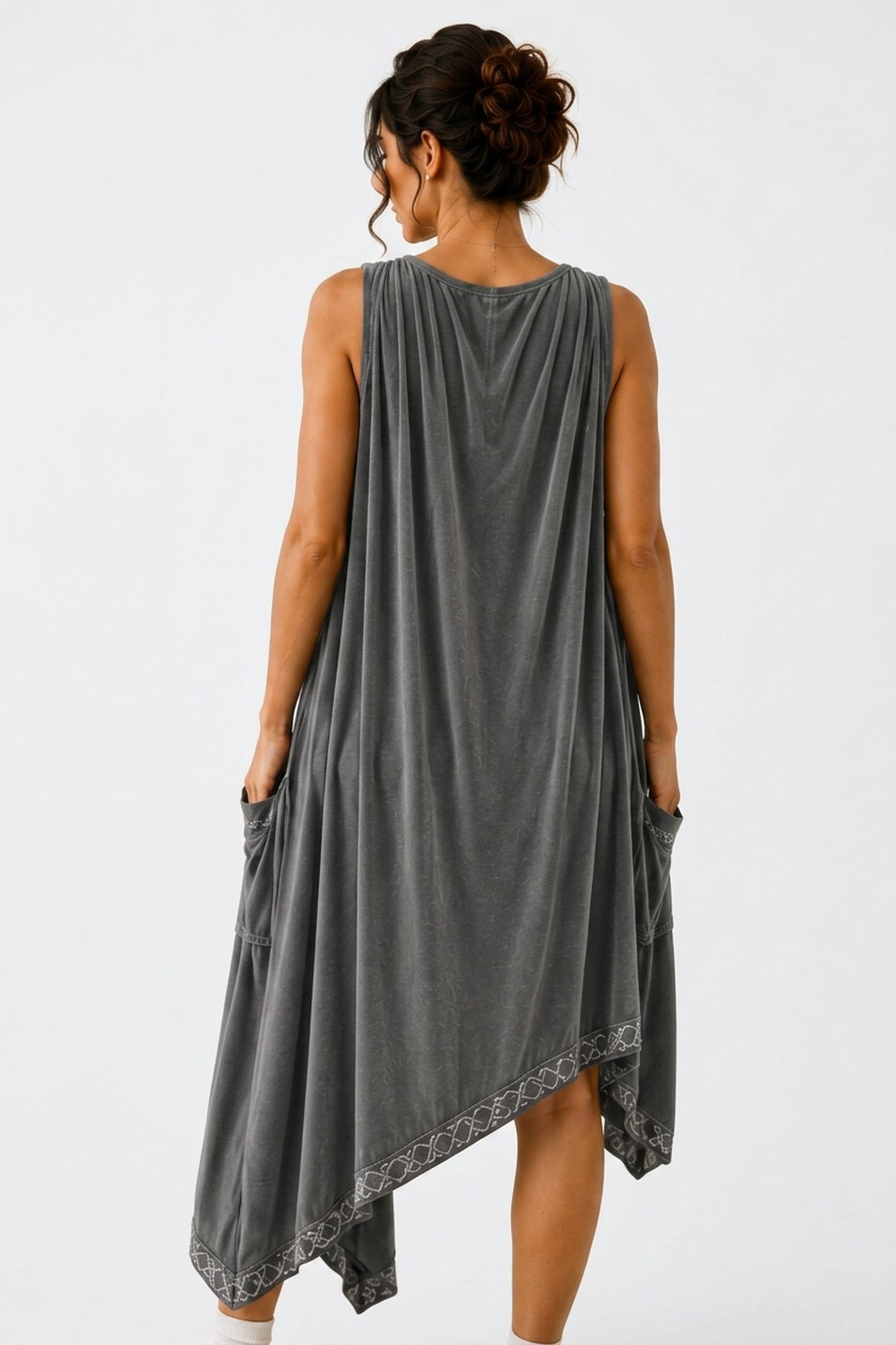 The Getting-Ready Dress in Medium Gray — back view