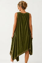 The Getting-Ready Dress in Olive Green — back view