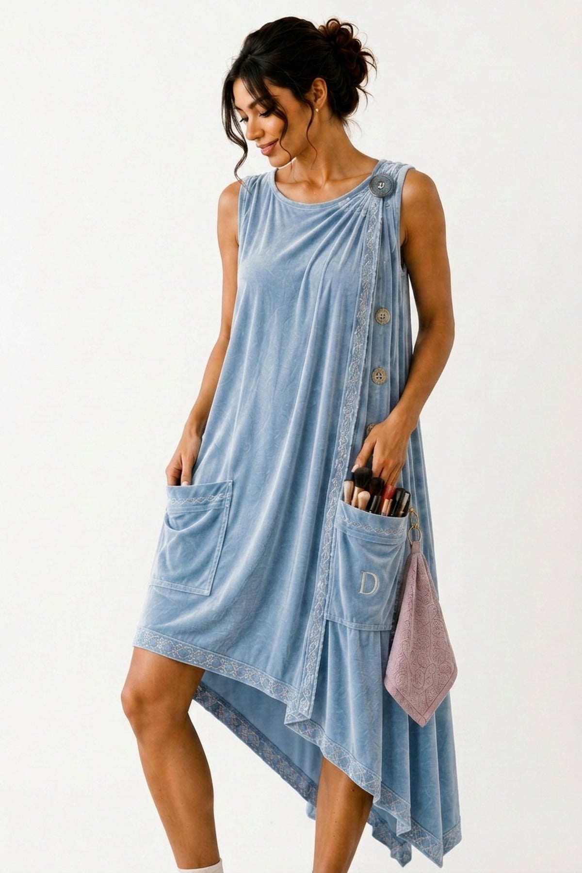 The Getting-Ready Dress in Powder Blue — front view