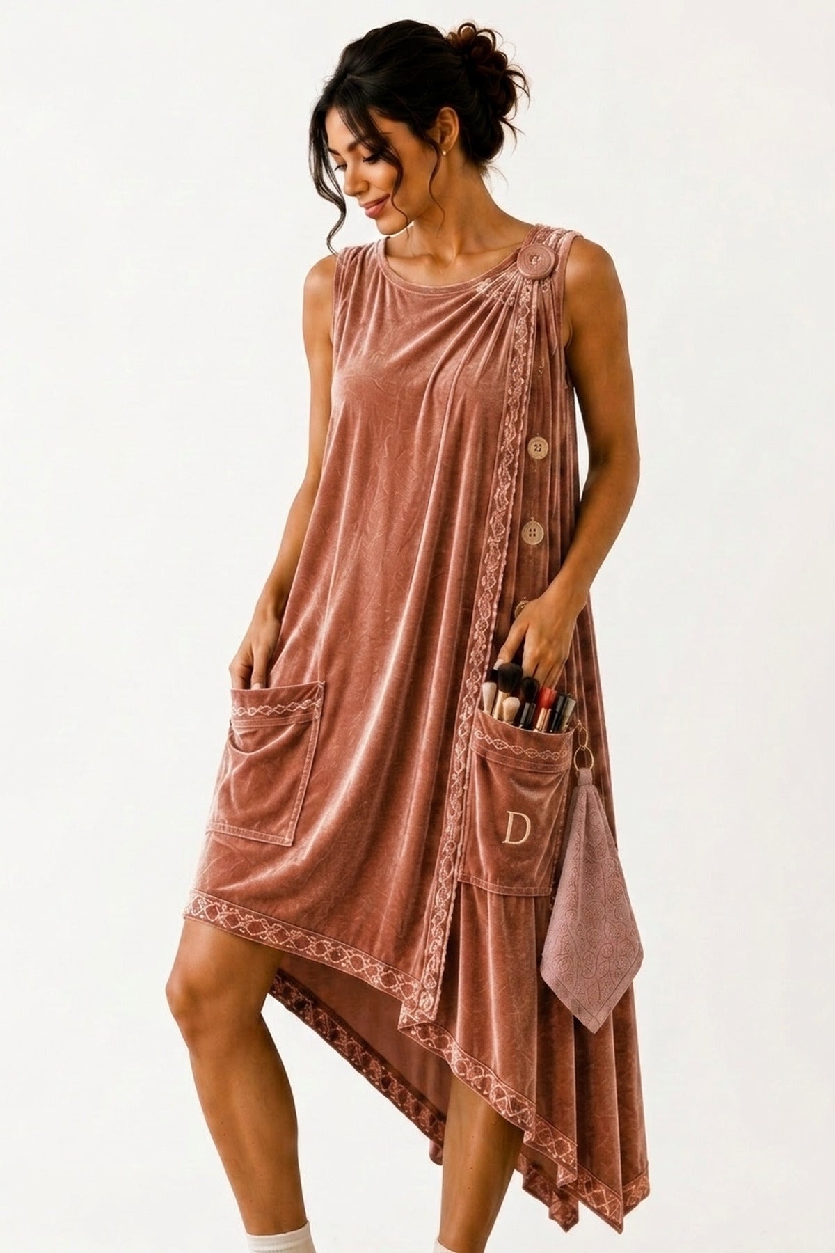 The Getting-Ready Dress in Rose Gold — front view