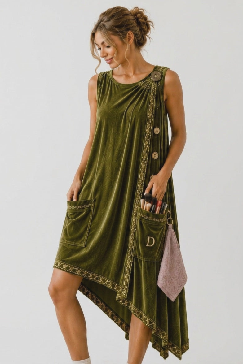 The Getting-Ready Dress in Olive Green — turn video
